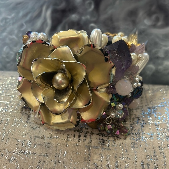 Vintage Designer Eclectic Materials Statement Cuff-Boutique